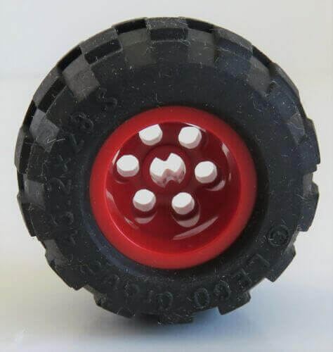 LEGO Technic- Reifen / Tire 43.2 x 28 klein mit Felge (2 Stück), rot, # 6580c01