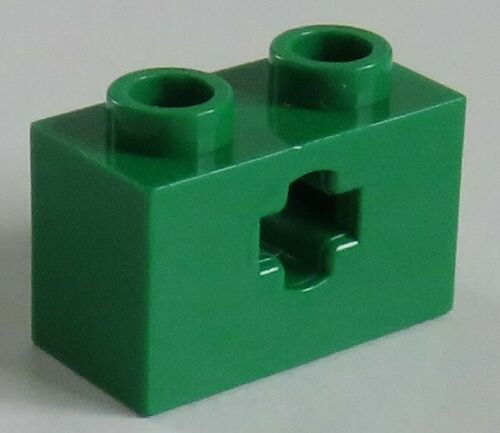 LEGO Technic - Stein / Brick 1 x 2 mit Achs - Loch  (10 Stück), grün # 32064
