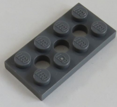 LEGO Technic - Platte / Plate 2 x 4 mit 3 Löchern (6 St.), dkl. blaugrau # 3709b