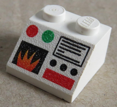 LEGO - Dachstein / Slope 45  2 x 2 bedruckt mit Monitor Anzeige, weiß # 3039pb018
