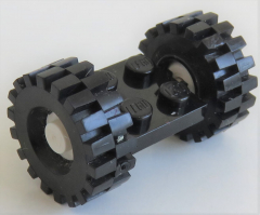 LEGO - 2 x 2 Platte / Achse mit 2 Räder 21 mm D x 9 mm (2 Stück), schwarz, # 122c02assy3