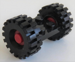 LEGO - 2 x 2 Platte / Achse mit 2 Räder 21 mm D x 9 mm (4 Stück), schwarz, # 122c01assy3