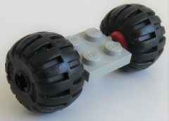 LEGO - 2 x 2 Platte / Achse mit 2 Ballon Räder  (2 Stück), hellgrau, # 122c01assy4