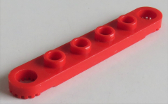 LEGO Technic - 2 x Platte / Plate 1 x 6 mit Loch am Ende u. Zahnung, rot # 4262