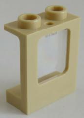 LEGO - Fenster / Window 1 x 2 x 2, beige mit Fenster Glas, klar # 60032/60601