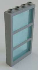 LEGO - Fenster / Window, hellgrau mit Fenster Glas, transp. hellblau # 57894c01