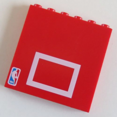 LEGO Stein / Brick  1 x 6 x 5 (2 Stück), rot, NBA, Baskettball # 3754pb05