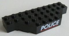 LEGO Stein/Brick 4 x 10 Cut Corners, schwarz u. bedruckt mit Police #30181pb01