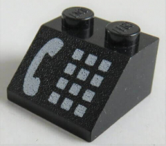 LEGO - Dachstein / Slope 45  2 x 2 bedruckt Telefon, schwarz # 3039p12