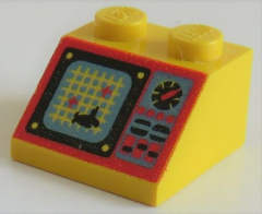 LEGO - Dachstein / Slope 45 2 x 2 bedruckt mit Aquazone Motiv, gelb # 3039pb019