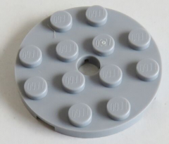 LEGO - Platte / Plate 4 x 4 rund mit Loch (4 Stück), hell blaugrau # 60474
