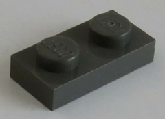 LEGO - Platte / Plate 1 x 2 (10 Stück), dunkelgrau # 3023
