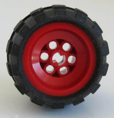 LEGO Technic- Reifen / Tire 43.2 x 28 klein mit Felge (2 Stück), rot, # 6580c01