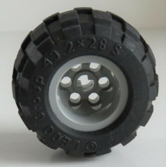 2 x LEGO Technic- Reifen/Tire 43.2 x 28 klein mit Felge, hell blaugrau # 6580c01