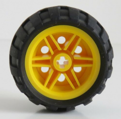 LEGO Technic-Reifen / Tire 43.2 mm D x 26 mm (Ballon) mit Felge, gelb # 56145c04