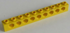 LEGO Technic - Stein / Brick 1 x 10 ( 2 Stück ), 9 Löcher, gelb # 2730