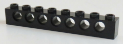 LEGO Technic - Stein / Brick 1 x 8 ( 2 Stück ), 7 Löcher, schwarz # 3702