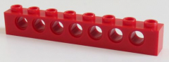 LEGO Technic - Stein / Brick 1 x 8 (2 Stück ), 7 Löcher, rot # 3702