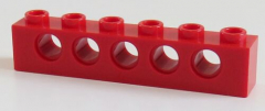 LEGO Technic - Stein / Brick 1 x 6 ( 4 Stück ), 5 Löcher, rot # 3894