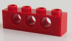 LEGO Technic - Stein / Brick 1 x 4 (4 Stück ), 3 Löcher, rot # 3701