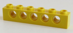 LEGO Technic - Stein / Brick 1 x 6 ( 4 Stück ), 5 Löcher, gelb # 3894