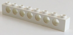 LEGO Technic - Stein / Brick 1 x 8 ( 2 Stück ), 7 Löcher, weiß # 3702