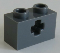 LEGO Technic - Stein/Brick 1 x 2 mit Achs-Loch (10 Stück), dkl. blaugrau # 32064