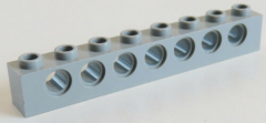 LEGO Technic - Stein / Brick 1 x 8 (2 Stück), 7 Löcher, hellgrau # 3702