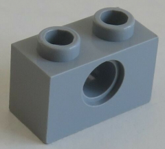 LEGO Technic - Stein / Brick 1 x 2 ( 10 Stück ), 1 Loch, hell blaugrau # 3700