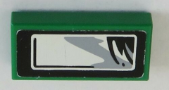 LEGO - Fliese / Tile 1 x 2 mit Seitenspiegel Sticker, links , grün # 3069bpb060L