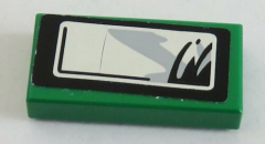 LEGO - Fliese / Tile 1 x 2 mit Seitenspiegel Sticker, rechts, grün # 3069bpb060R