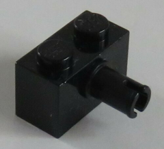 LEGO - Stein / Brick 1 x 2 mit Pin (6 Stück), schwarz # 2458