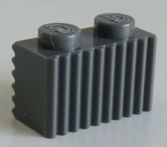 LEGO - Stein / Brick 1 x 2 mit Grill / Rillen (10 Stück), dunkel blaugrau # 2877