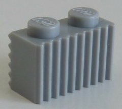 LEGO - Stein / Brick 1 x 2 mit Grill / Rillen (4 Stück), hell blaugrau # 2877