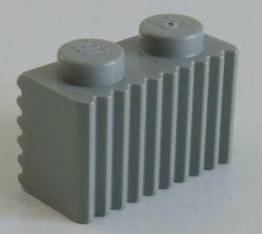 LEGO - Stein / Brick 1 x 2 mit Grill / Rillen (4 Stück), hellgrau # 2877