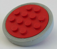 LEGO - Rad / Felge, rot mit 12 Noppen und Reifen, hellgrau, # 715c02