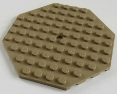 LEGO - Platte / Plate 10 x 10 achteckig mit Loch, dunkelbeige # 89523